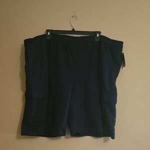 New Xersion Men's Size 4 XLT Navy Fleece Quick-dri Cargo Shorts Drawstring Waist